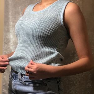 Sparkly Blue Retro Tank Top💙🦋🤍